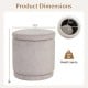 Round beige storage ottoman with removable lid, acacia wood frame, and 400 lbs capacity for versatile use.