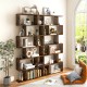 S-shaped 6-tier bookshelf in coffee finish with spacious compartments for books and decor, ideal for living room or.