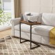 C-shaped industrial end table with a minimalist design, seamlessly fitting beside a sofa for work or snacks.