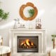Curved 29-inch rustic vanity mirror with solid teak wood frame, ideal for elegant home decor in various rooms.