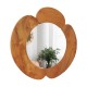 Rustic 29-inch hanging vanity mirror with a solid teak wood frame and elegant curved design, perfect for any room.