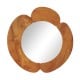 Rustic 29-inch hanging vanity mirror with a solid teak wood frame, featuring an elegant curved design for stylish decor.