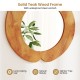 29-inch rustic vanity mirror with solid teak wood frame, waterproof varnish, and elegant curved design for stylish.