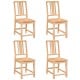 Set of 4 natural rubber wood dining chairs with ergonomic hollowed backrest for comfort and stability.
