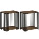 Rubber wood side table set of 2 with metal frame and 2-layer storage shelves, perfect for living room or bedroom use.