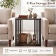 Rubber wood side table with 2-tier storage shelves and metal frame, perfect for living room organization.