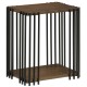 Rubber wood side table with walnut finish and metal frame, featuring two-layer storage shelves for versatile use.
