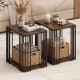 Rubber wood side table set of 2 with metal frame, featuring 2-layer storage shelves for living room or bedroom use.