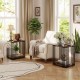 Rubber wood side table with a smooth surface and sturdy metal frame, ideal for storing magazines or drinks in small.