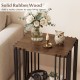 Rubber wood side table with metal frame, featuring a 2-layer storage shelf, perfect for living room or bedroom use.