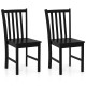 Set of 2 black wooden dining chairs with slat backrest, ergonomic tilt design, perfect for kitchen or dining room use.