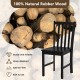 Black rustic dining chair made of 100% natural rubber wood with a slat tilt backrest, perfect for kitchen or dining.