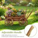 Rustic rolling flower pot stand with wheels, adjustable handle, and premium fir wood for garden decoration and.