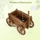 Rustic rolling flower pot stand dimensions with wheels and handle, made of premium fir wood for durable outdoor use.