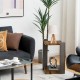 2-tier square end table with open storage shelf, compact design in wood, ideal for small spaces beside a sofa or bed.