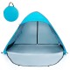 Automatic pop-up beach tent in blue, measuring 79" x 59" x 53", with UPF50+ sun protection and spacious interior for.