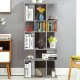 Gray 5-cube ladder corner bookshelf with modern design, ideal for storage and display in small spaces.