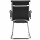 Back view of a heavy-duty conference chair in black PU leather with a sled base, designed for ergonomic support in.