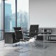 Set of 2 heavy-duty conference chairs with black PU leather and sled base, ideal for modern office settings.