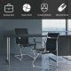 Set of 2 heavy-duty conference chairs in classic black PU leather with ergonomic backrest for office comfort.