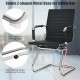 Black PU leather conference chair with ergonomic backrest and stable sled base, ideal for office and reception areas.