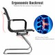 Ergonomic black conference chair with PU leather, sled base, designed for lumbar support and all-day comfort in office.