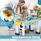 Kids activity table set with chair featuring large storage compartments and two side boxes for organizing toys and.