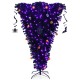 6 feet upside-down artificial Christmas tree with 270 purple LED lights, mini pumpkins, and skulls for Halloween decor.