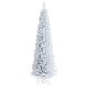 7-foot unlit artificial slim Christmas pencil tree in bright white with a sturdy metal stand, perfect for holiday decor.