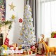 7-foot unlit artificial slim Christmas pencil tree in bright white, perfect for holiday decoration in any space.