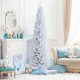 7-foot unlit artificial slim Christmas pencil tree in bright white, perfect for space-saving holiday decor.