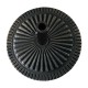 Heavy-duty bronze umbrella base with petaloid knob, designed for stability in outdoor settings like patios and gardens.