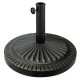 Heavy-duty 31.5 lbs bronze umbrella base with petaloid knob, ideal for outdoor stability in gardens and patios.