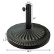 Heavy-duty bronze umbrella base with a petaloid knob, designed for stability in outdoor settings like patios and.