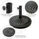 Heavy-duty bronze umbrella base with petaloid hand-turn knob for stability, ideal for outdoor patios and gardens.