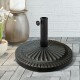 Heavy-duty 31.5 lbs bronze umbrella base with petaloid knob, ideal for outdoor patios and gardens.