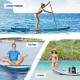 Inflatable stand-up paddle board for leisure paddling, yoga, and fishing, featuring a non-slip deck and adjustable.