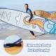 Inflatable stand-up paddle board with lightweight design, ideal for water activities and easy carrying on the beach.