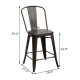 Industrial metal counter stool with removable backrest, solid steel and elmwood seat, ideal for kitchens and bistros.