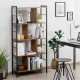 4-tier industrial bookshelf with thick chipboard and steel frame, ideal for living room or study storage and decor.