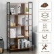 5-tier industrial bookshelf with thick chipboard and metal frame, perfect for living room or study storage.