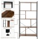 4-tier industrial bookshelf with thick chipboard and durable metal frame, ideal for living room or study storage.