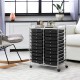 Front view of a 20-drawer rolling cart with black drawers and chrome frame, perfect for organizing craft and office.