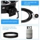 10ft propane hose with regulator for 58,000BTU fire pit, ensuring safe and efficient outdoor use.