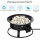Portable propane fire pit with black powder-coated iron, lava rocks, and compact design for outdoor camping and.
