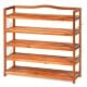 5-tier acacia wood shoe rack with removable shelves and metal hooks, perfect for organizing 12-18 pairs in any room.