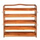 5-tier acacia wood shoe rack with removable shelves and metal hooks, ideal for organizing 12-18 pairs in any room.