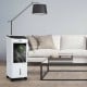 Portable evaporative air cooler fan in white, featuring remote control, for home and office use, compact and.