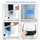 Evaporative portable air cooler fan with remote control, showing water tank filling step for home and office use.