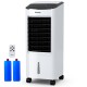 Portable evaporative air cooler with remote control, 7L water tank, compact design for home and office use.